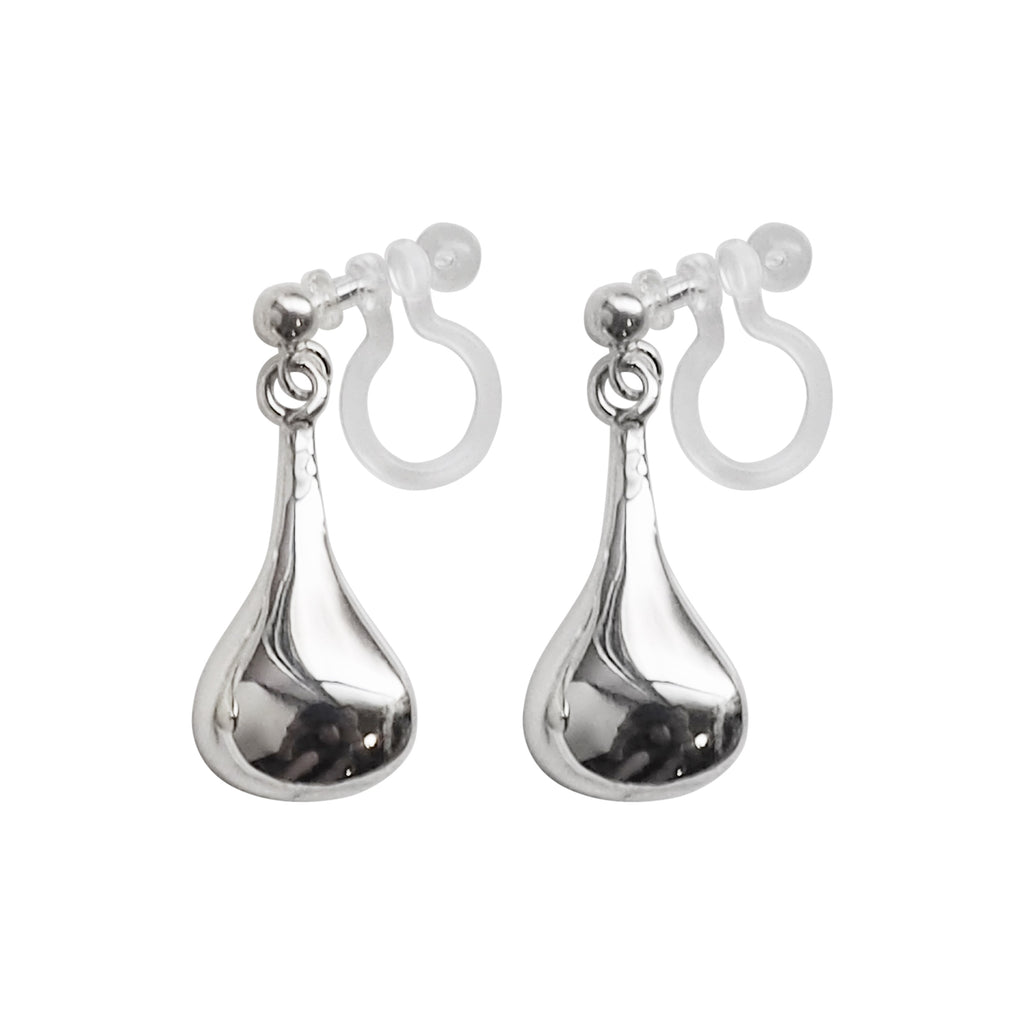925 Sterling Silver Dangle Teardrop Invisible Clip On Earrings – Miyabi ...