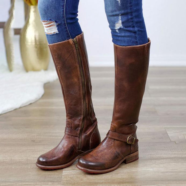 Women Side Zipper Cowboy Knee High Boots – Kaaum