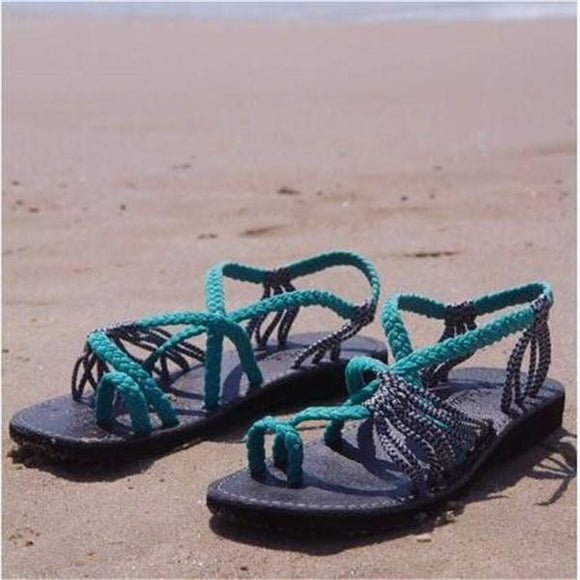 summer handmade breathable bandage beach flat sandals
