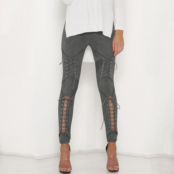 New Women Sexy Bandage Legging Pants Lace Up Women's Pants