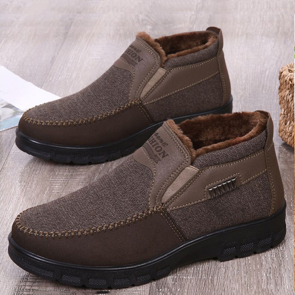2019 Men's Casual Comfortable Flat Slip On Leather Warm Boots Shoes – Kaaum