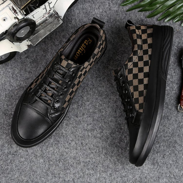 2019 Men Fashion Hot Sale Business Casual Grid Genuine Leather Shoes ...
