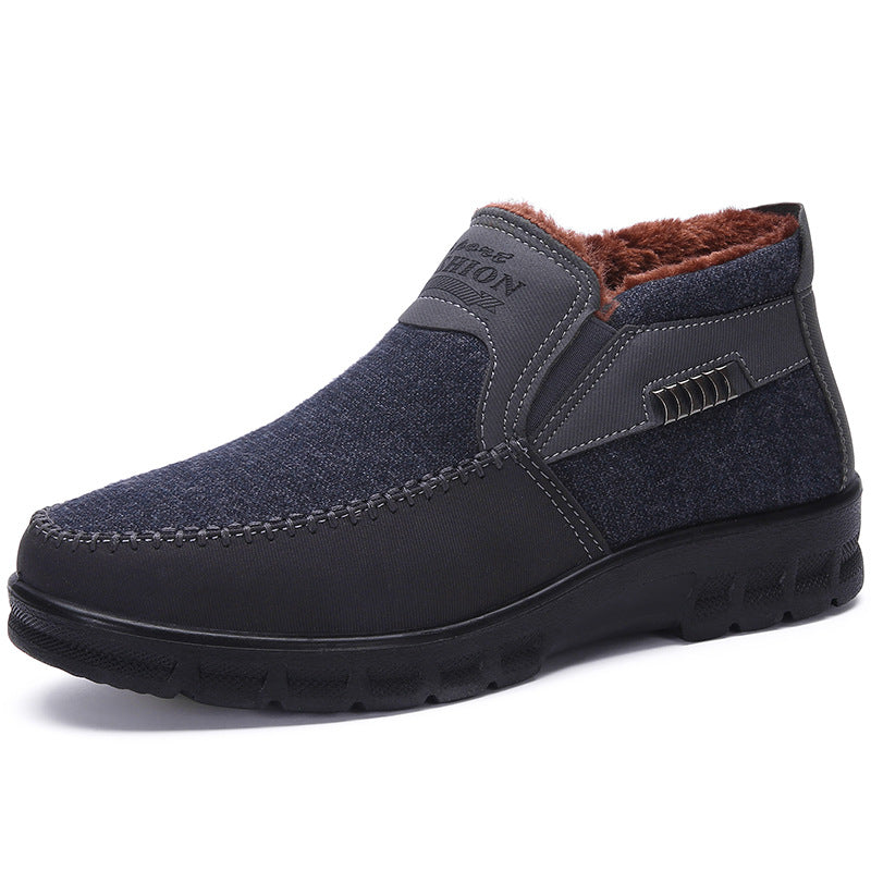 2023 Men's Casual Comfortable Flat Slip On Leather Warm Boots Shoes