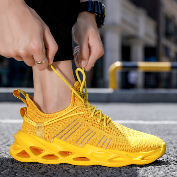 yellow walking shoes