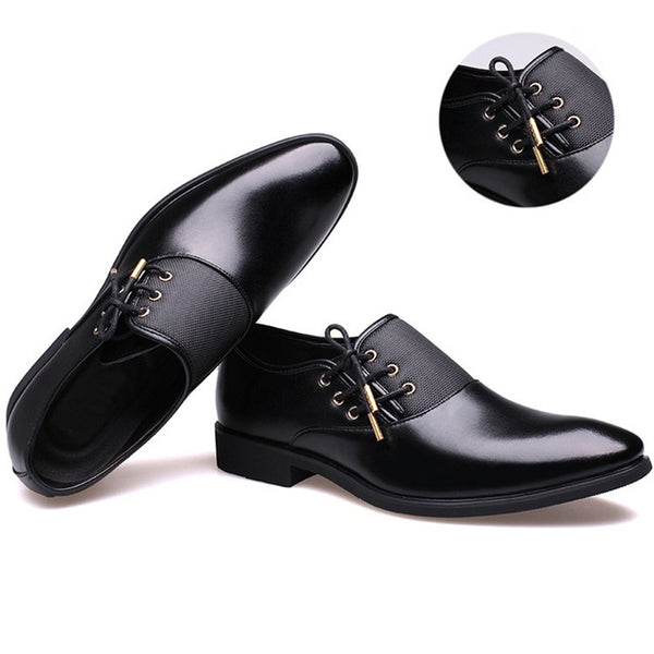 black leather formal shoes