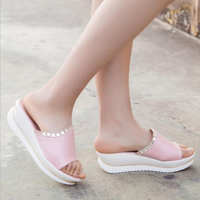 diamond wedge sandals