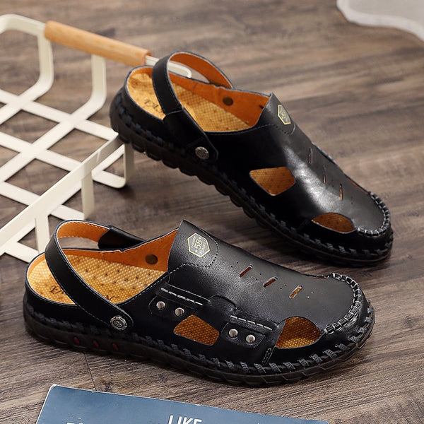 Kaaum Genuine Leather Men Brand Summer Outdoor Beach Sandals