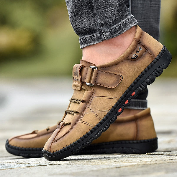 Kaaum-Super Fiber Leather Breathable Handmade Mens Sneakers Walking Dr