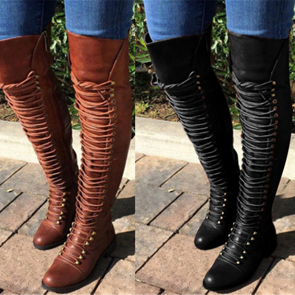 Kaaum Thigh High Boots Female Stretch Faux Slim High Boots Over The Kn