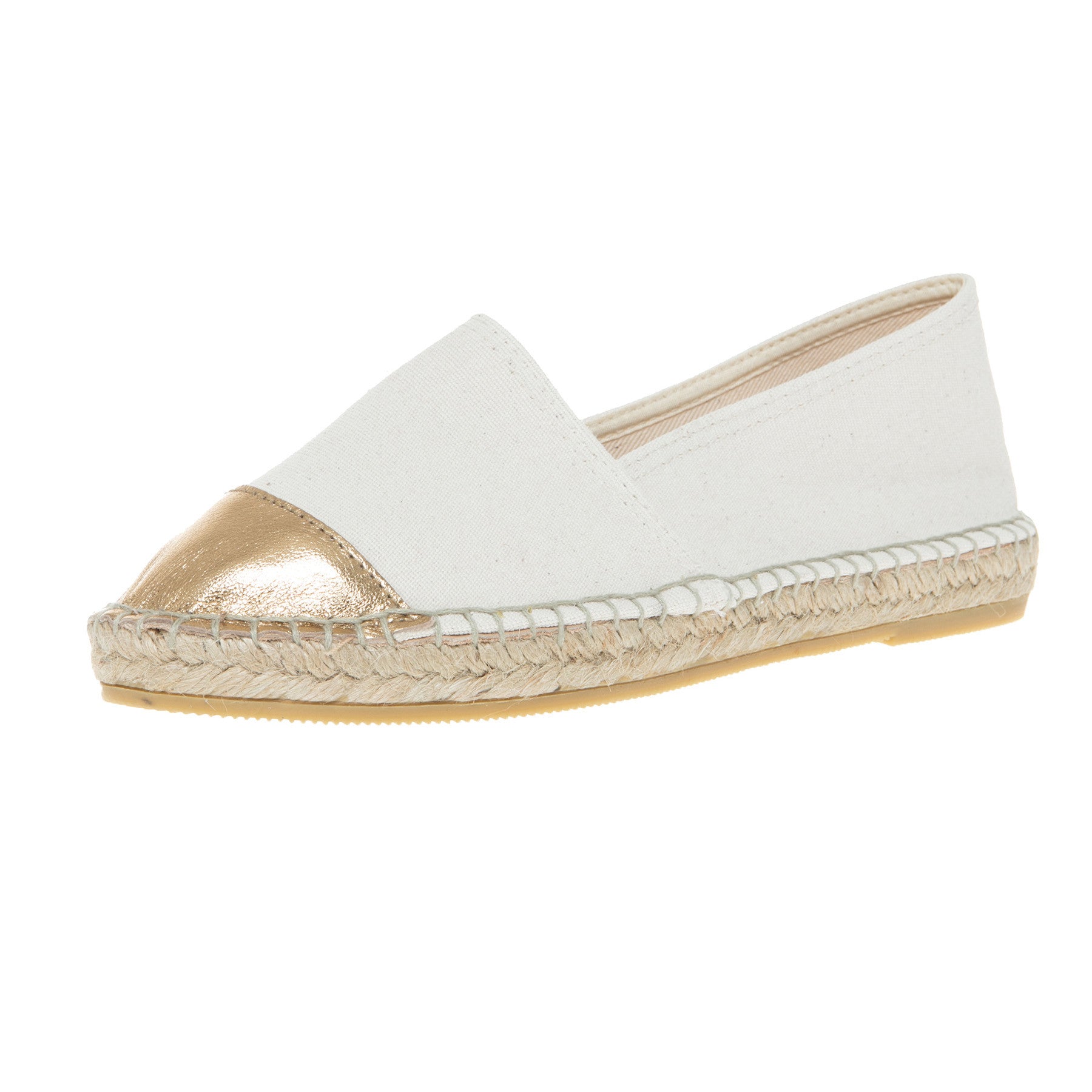 white and gold espadrilles