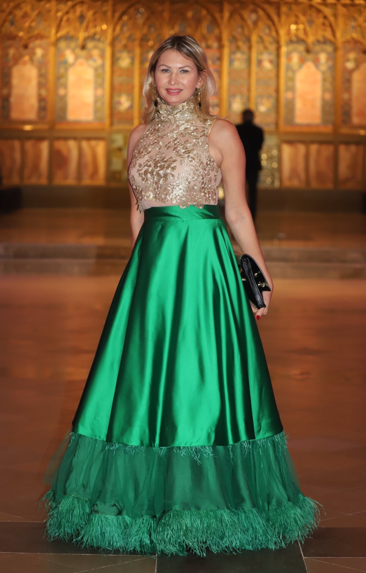 Golden lace top green skirt VeneraTABAKIN