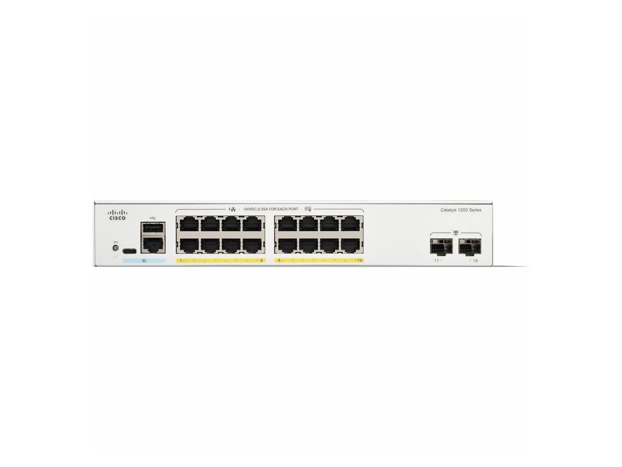 Cisco Catalyst C1200-16P-2G Ethernet Switch, 16 Ports - Manageable - Gigabit