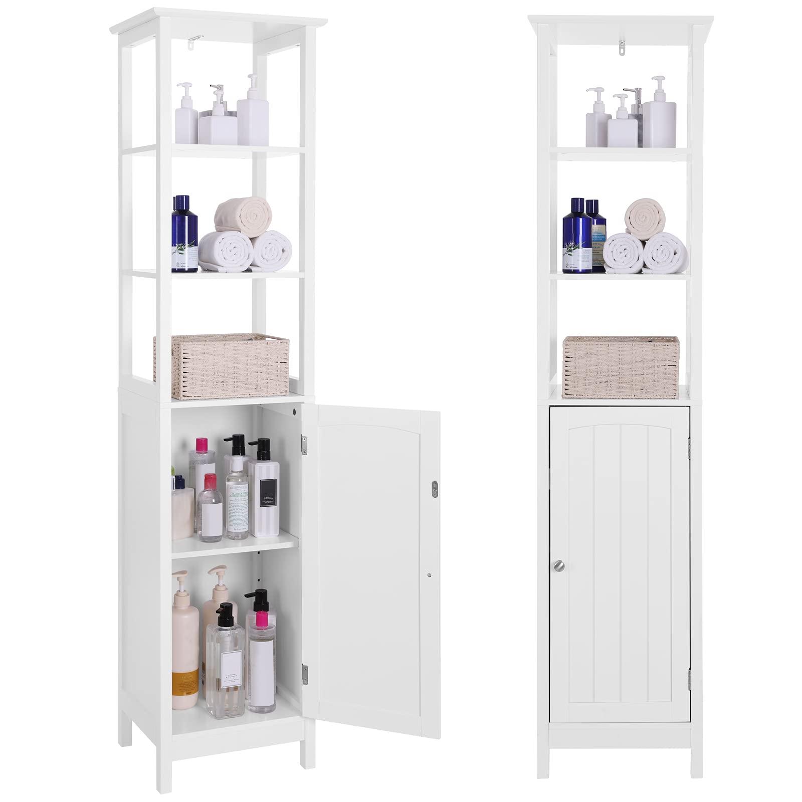 VASAGLE FLOOR CABINET MULTIFUNCTIONAL BATHROOM 3-TIER SHELF BBC63WT - WHITE - Like New