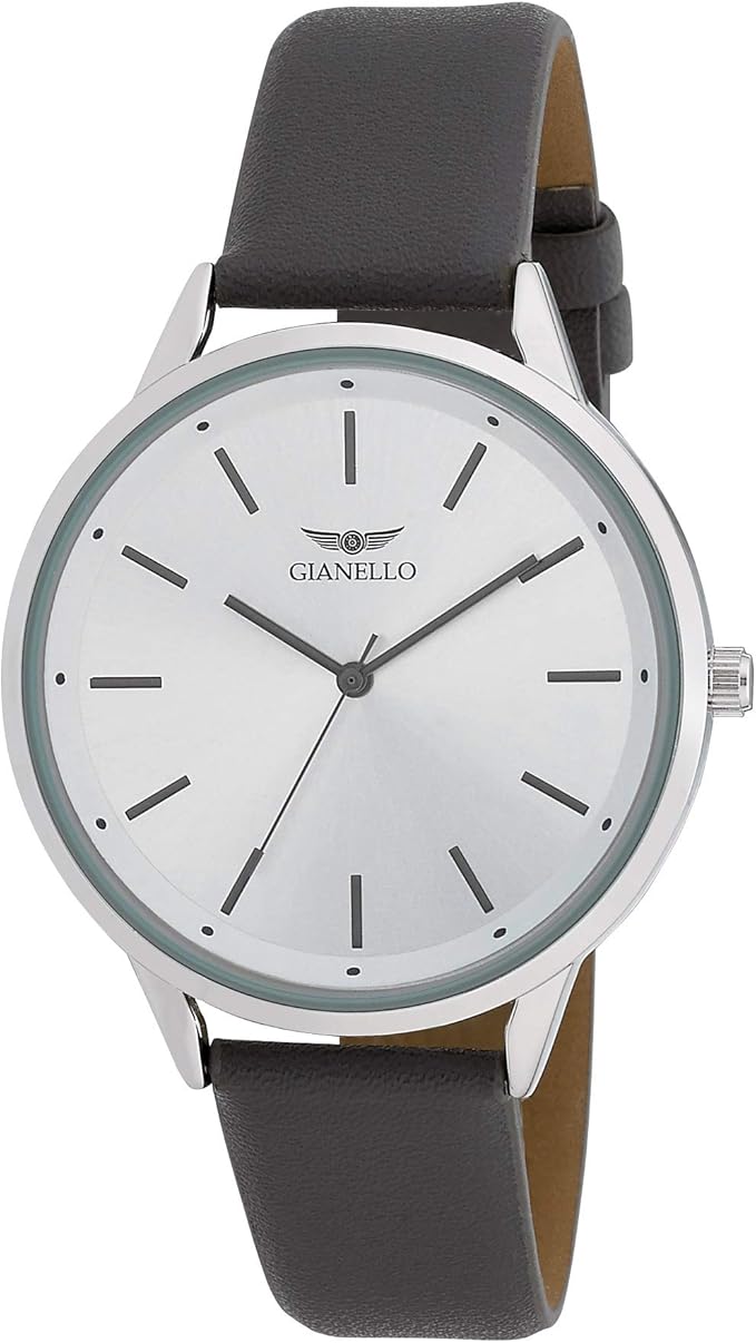GIANELLO MENS GNL7735GY MINIMALIST SILVER CASE GREY STRAP WATCH - Scratch & Dent