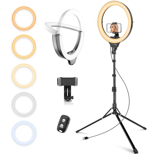 Eicaus 14'' Foldable Ring Light with 67'' Tall Phone Tripod Selfie Light White - Like New