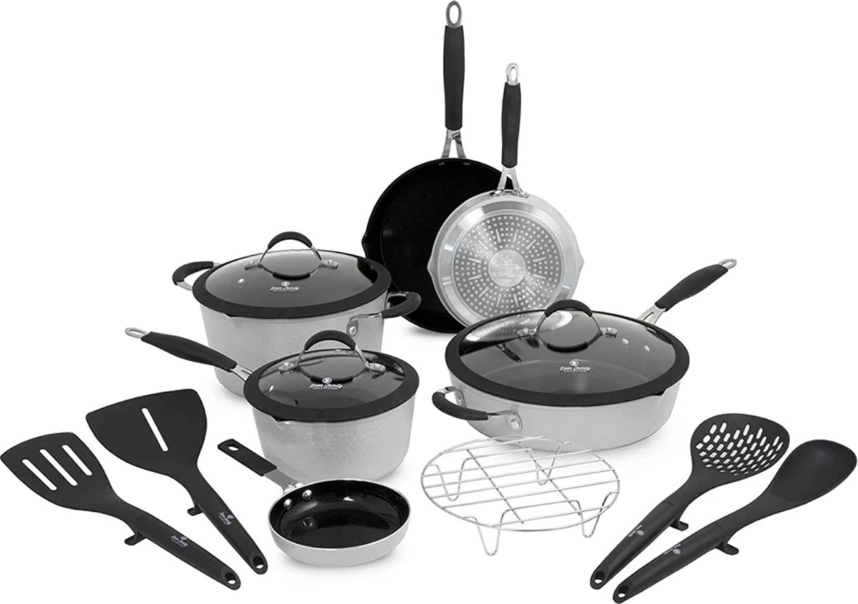 Paula Deen 14 Piece Hammered Aluminum Forged Cookware Set - Scratch & Dent