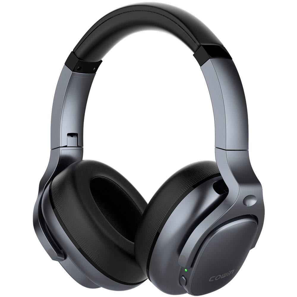 COWIN E9 ACTIVE NOISE CANCELLING WIRELESS BLUETOOTH HEADPHONES - SILVER - Like New
