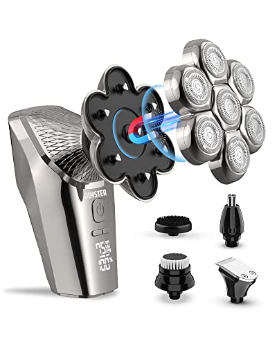 JIMSTER Electric Razor Men 5-in-1 Head Shaver Bald Men Magnetic MS-686 - BLACK - Like New