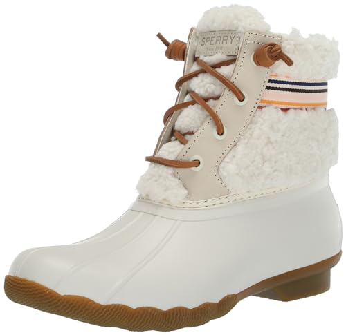 SPERRY WOMEN'S SALTWATER SHERPA RAIN BOOT WOMEN 9M RAINBOW IVORY-RAINBOW IVORY - Like New