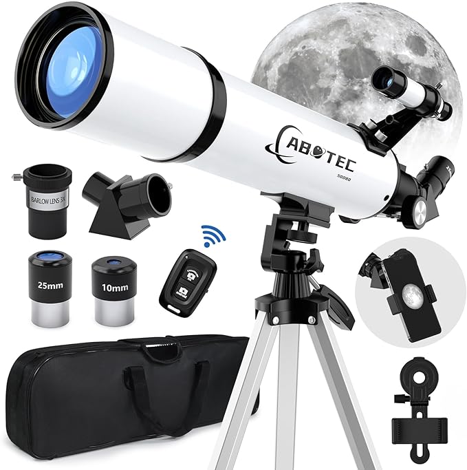 ABOTEC Telescope 80mm Aperture Astronomy Portable 500mm F50080M - White - Like New