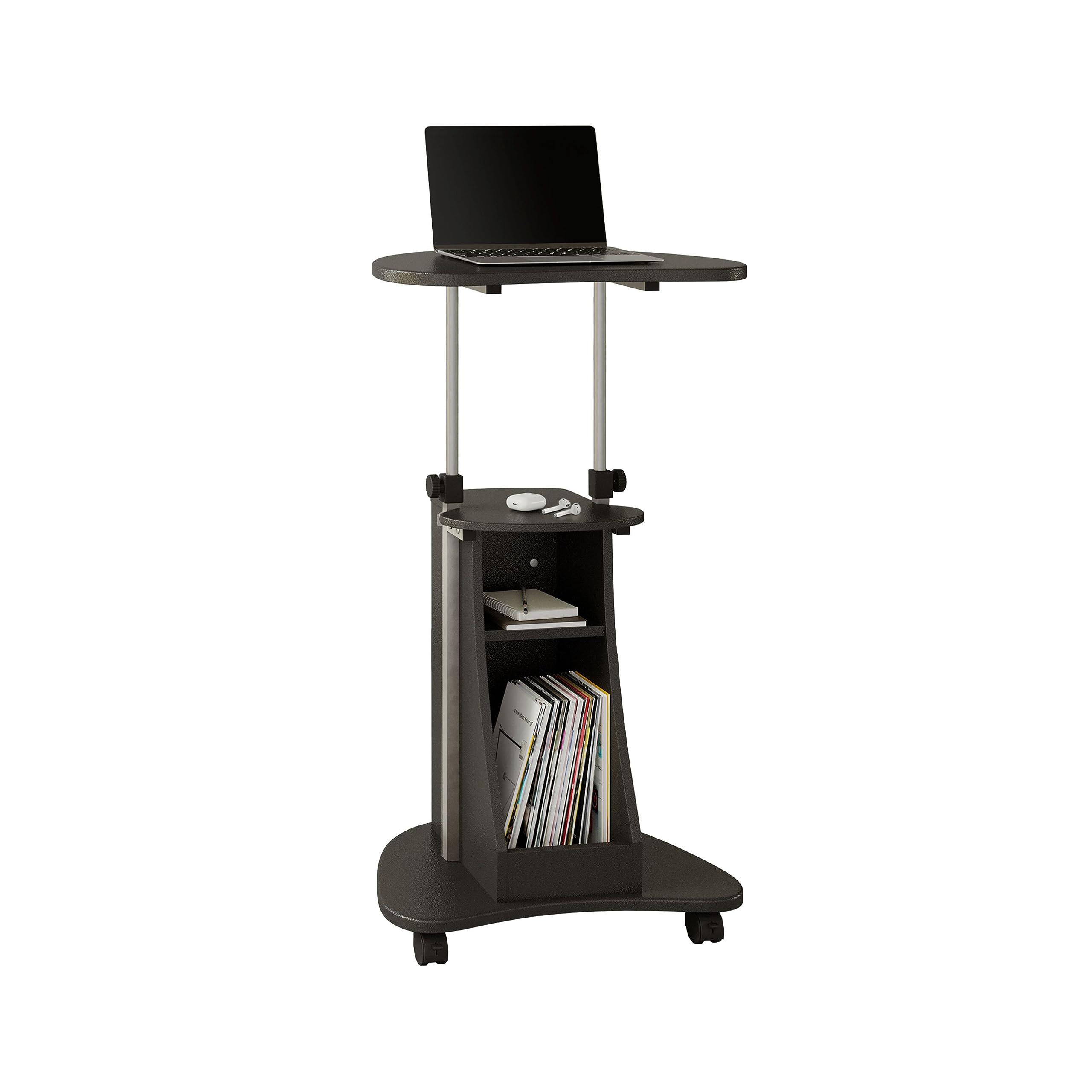 TECHNI MOBILI SIT-TO-STAND ROLLING ADJUSTABLE HEIGHT LAPTOP CART RTA-B002-BLACK - Like New