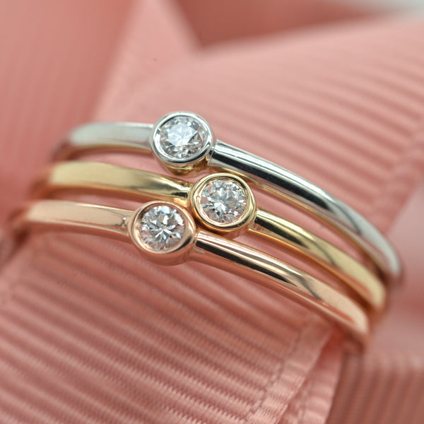 Diamond Bezel pinky ring with 2.2mm Lab Grown Diamond Set