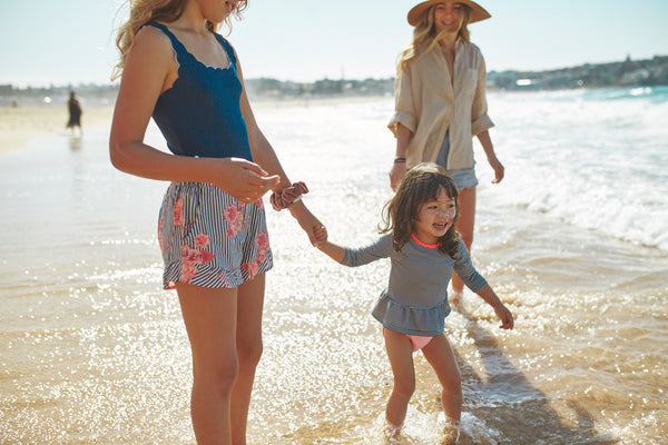 baby sunscreen, baby summer essentials, happy baby at the beach