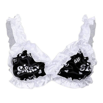 ACSUSS Sissy Men's Frilly Satin Training Bra Wire-Free Bralette Cross  Dresser Crop Top Black M at  Men's Clothing store