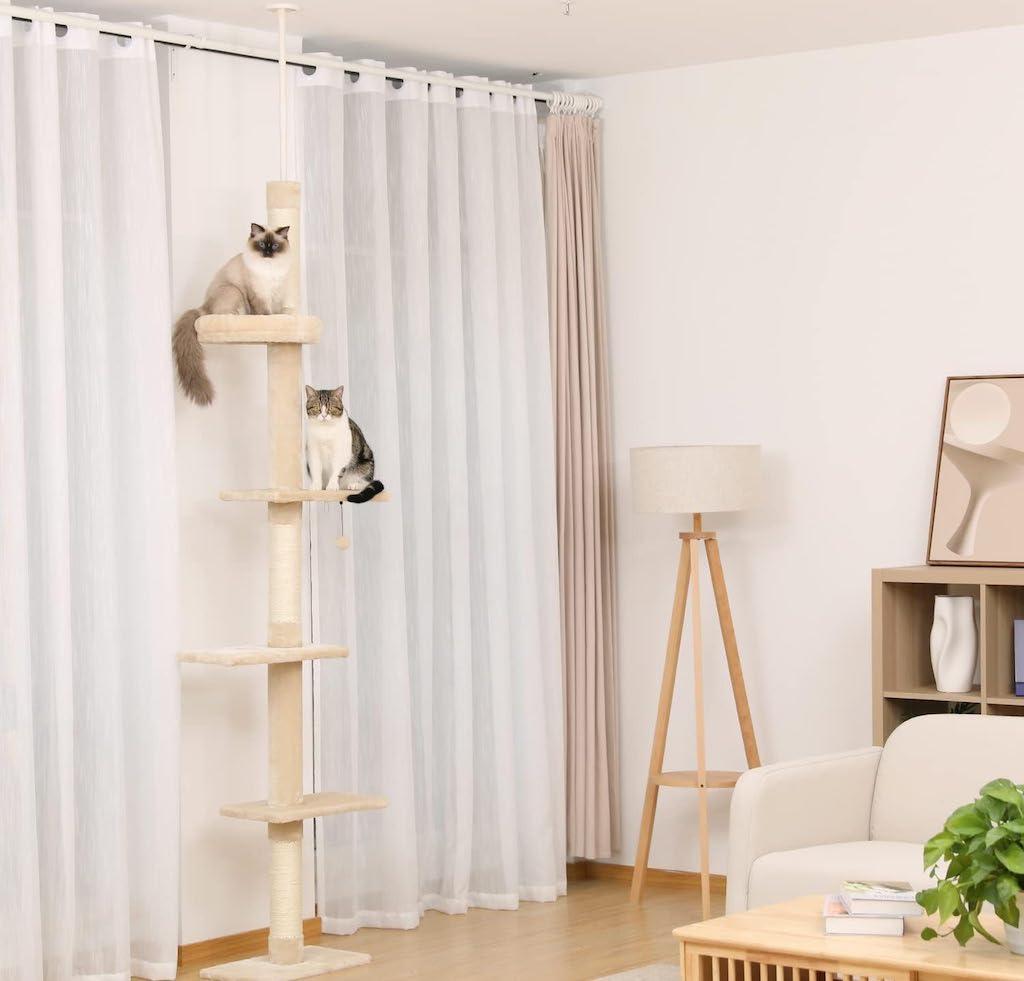 PETEPELA 5-Tier Floor-to-Ceiling Cat Tree