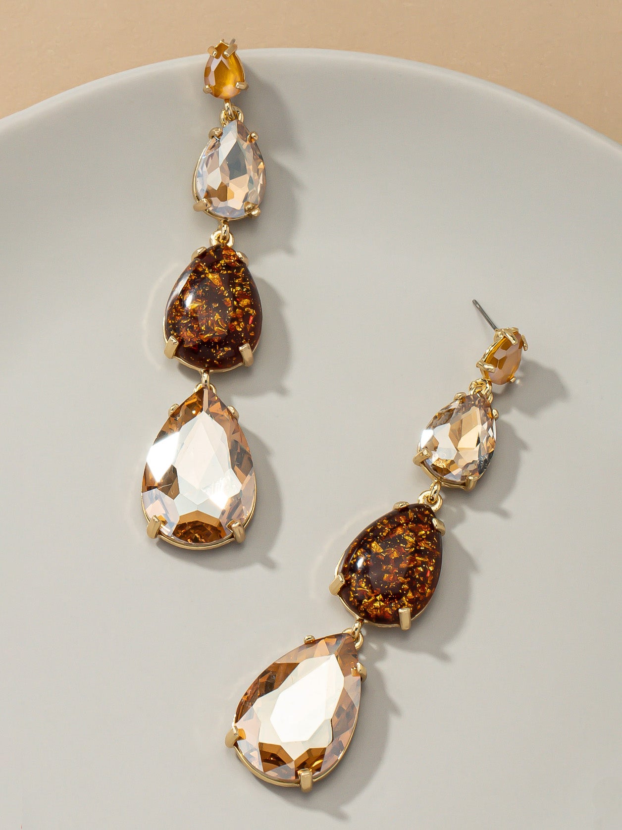 Bronze Stone Teardrop Earrings