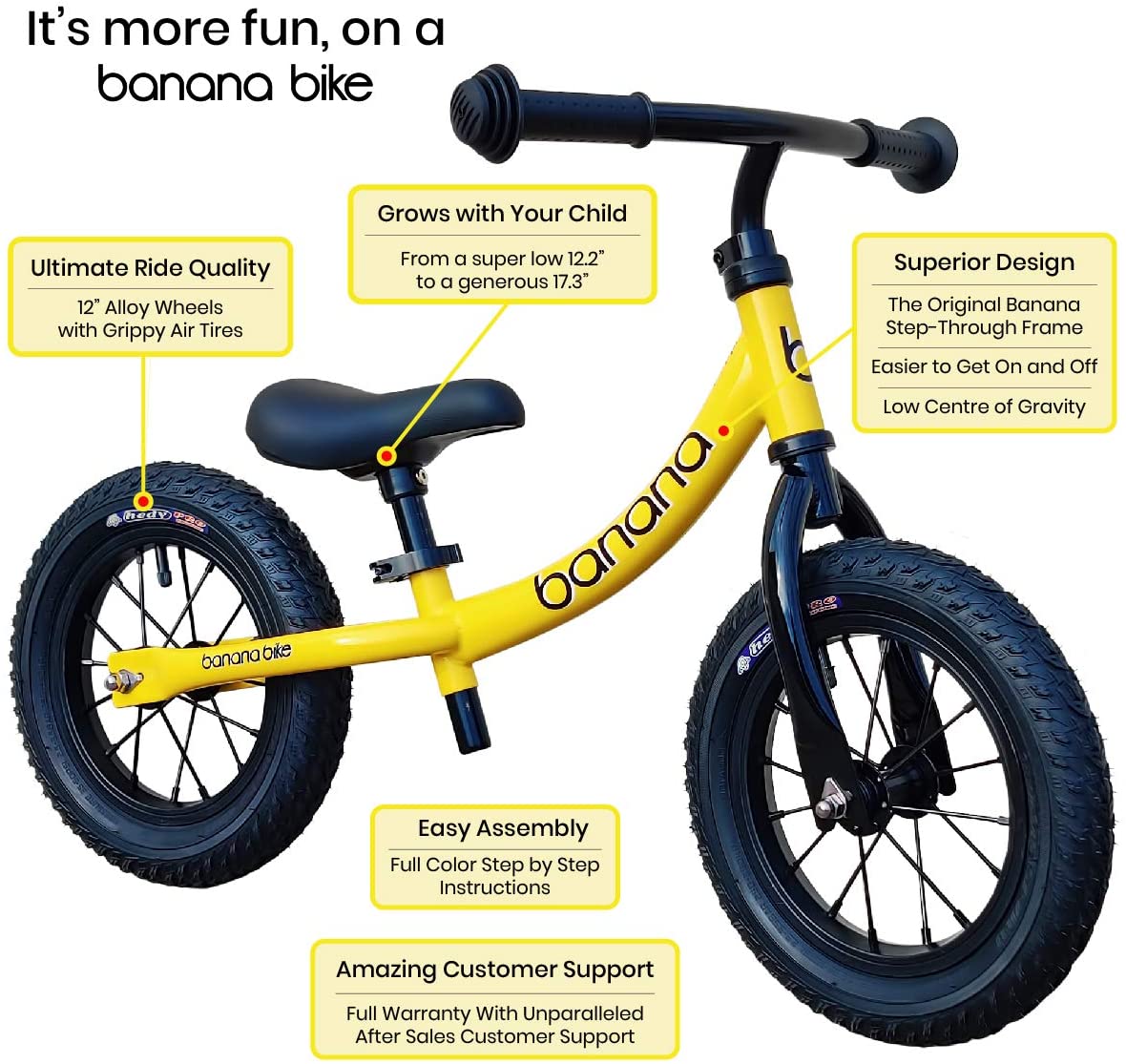 Banana LT Balance Bike Lightweight Toddler Bike for 2 3 4 and 5