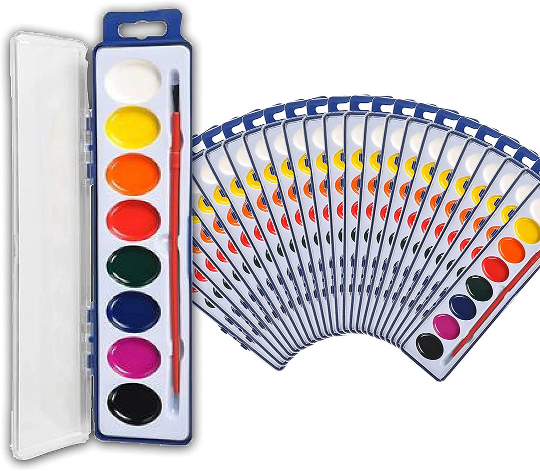 Neliblu Water Color Paint Set for Kids - Bulk Watercolor Paint Set of 24 -  Washable Watercolor Paints in 12 Colors - Ideal Fun and Learning Tool for  Kids at Home and School - Paintbrush Included