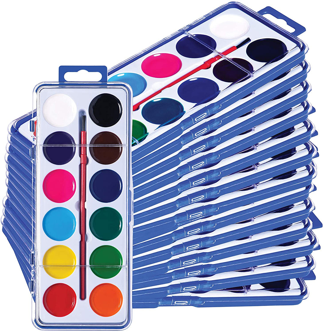 Watercolor Paint Set Palette for Kids - Washable Non Toxic Paints in 12  Bright and Vivid Water Colors - Mess Free and Fun - Develops Artistic  Talent