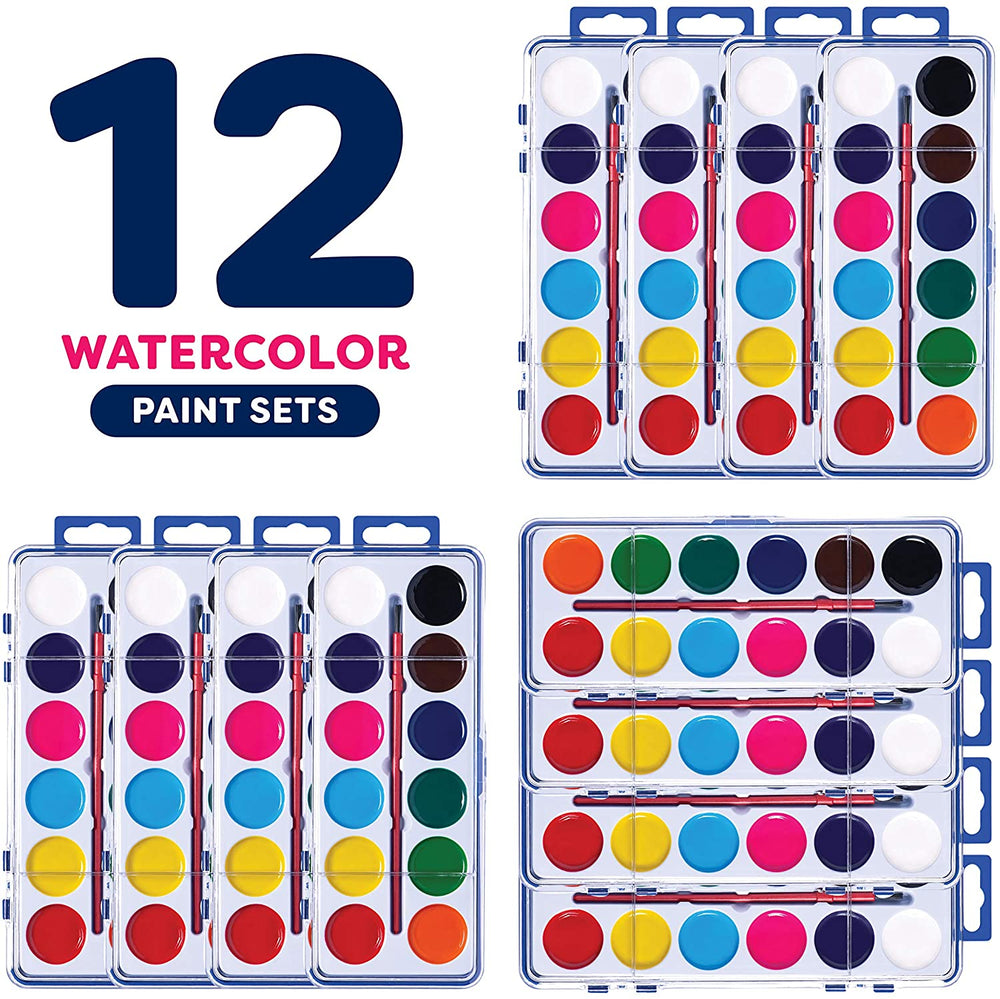24 Watercolor Paint Set For Kids and Adults - Bulk Pack of 24 Washable  Water color Paint In 8 Colors - Perfect for Preschool Classroom, Children's  Art School , Party Favors - Paintbrushes Included – Kidzlane
