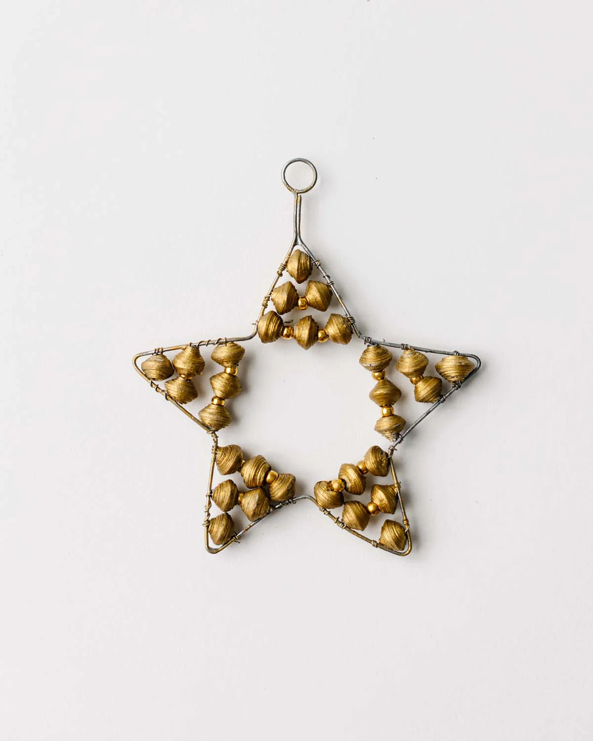 Gabriela Paper Bead Star Ornament - Gold