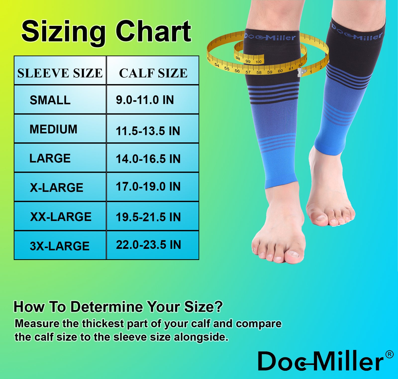Premium Calf Compression Sleeve 20-30 mmHg 3 Colors (1) – Doc Miller