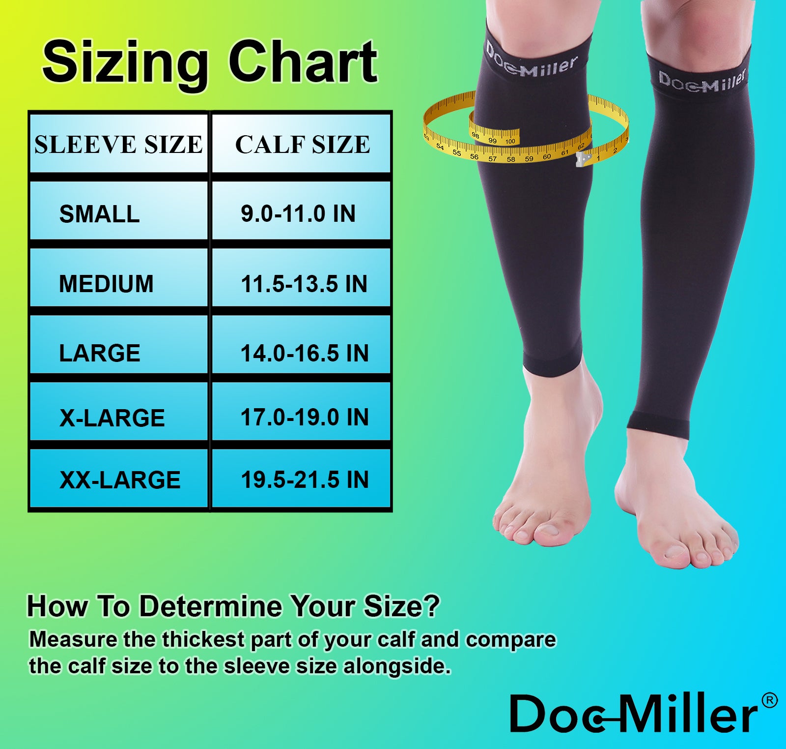 Get Premium Calf Compression Sleeve 15-20 MMHG Online – Doc Miller