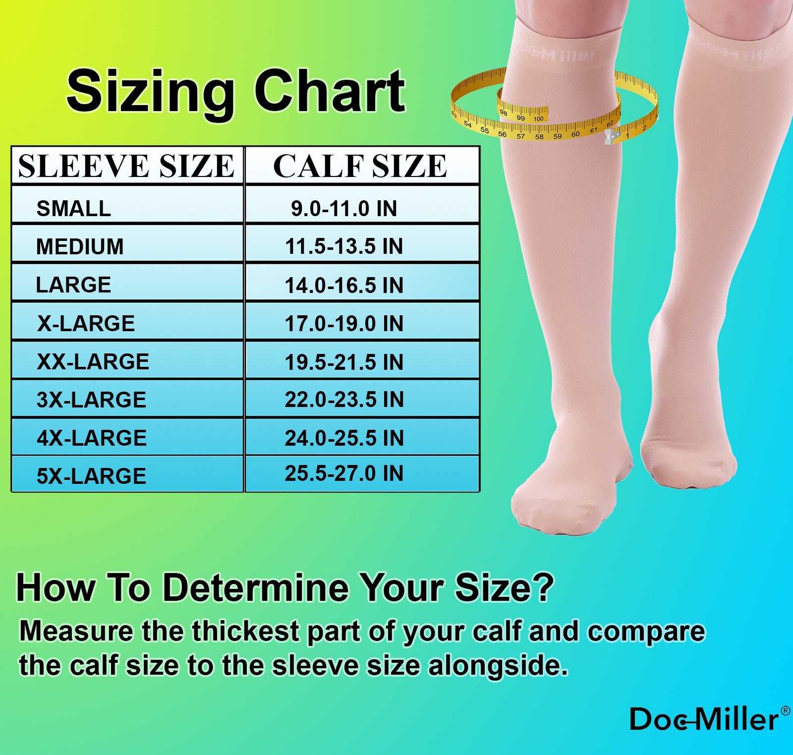 Doc Miller Thigh High Calf Compression Hose 20-30 mmHg Stockings