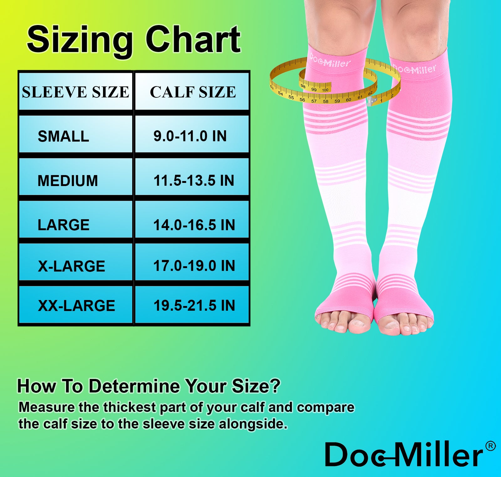 Open Toe Compression Socks 20-30 mmHg PINK/PINK/WHITE by Doc Miller