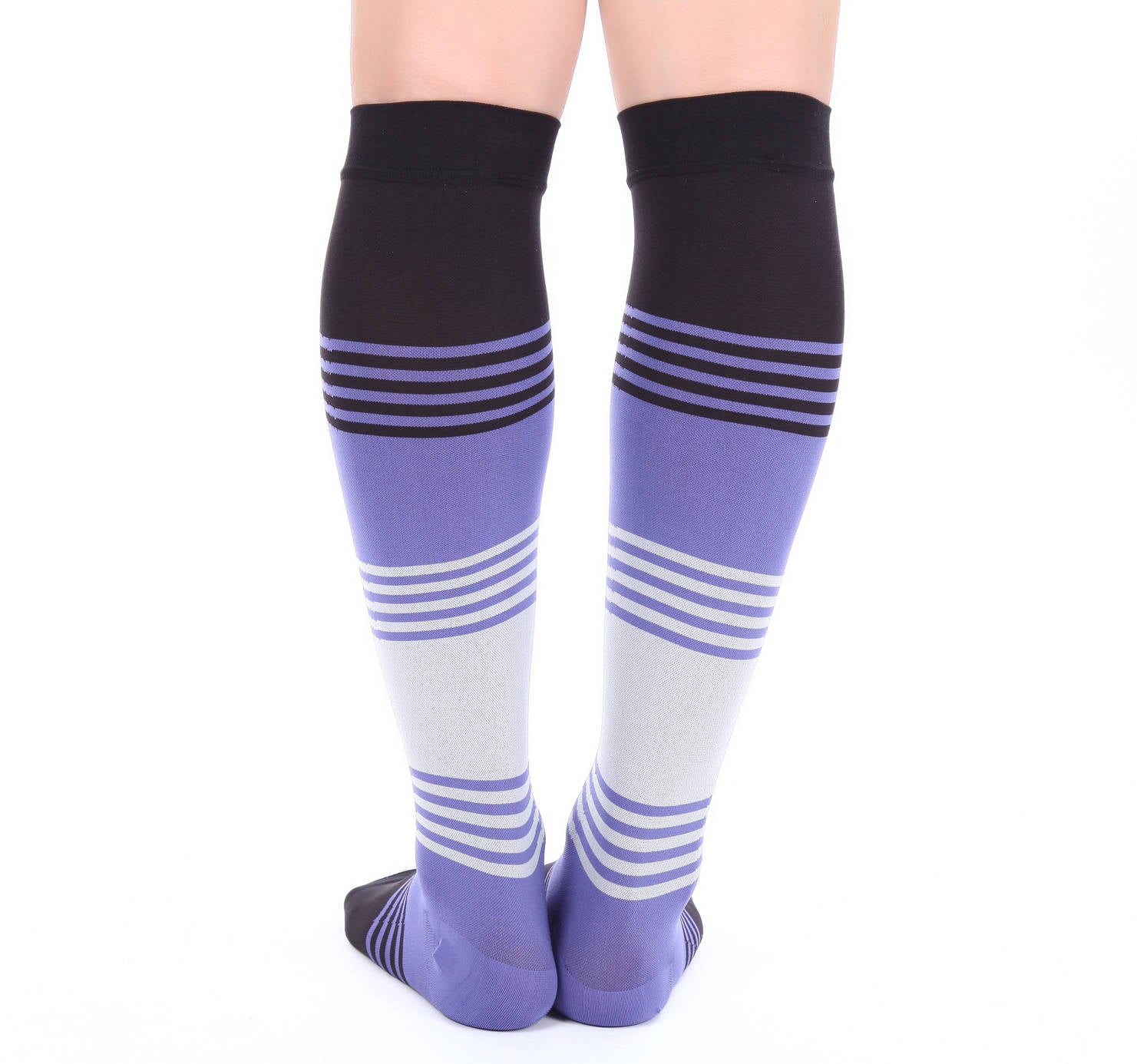 Open Toe Compression Socks 20-30 mmHg BLACK/PURPLE/GRAY by Doc Miller