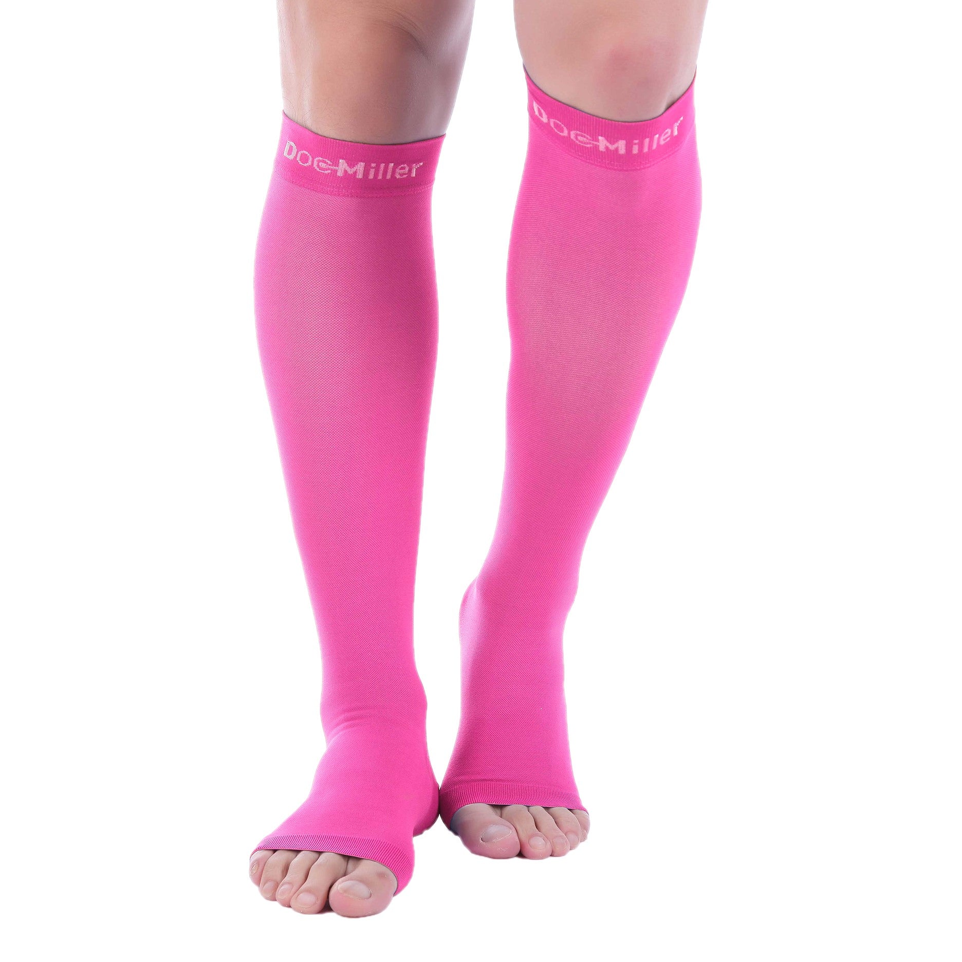 Open Toe Compression Socks 20-30 mmHg PINK by Doc Miller