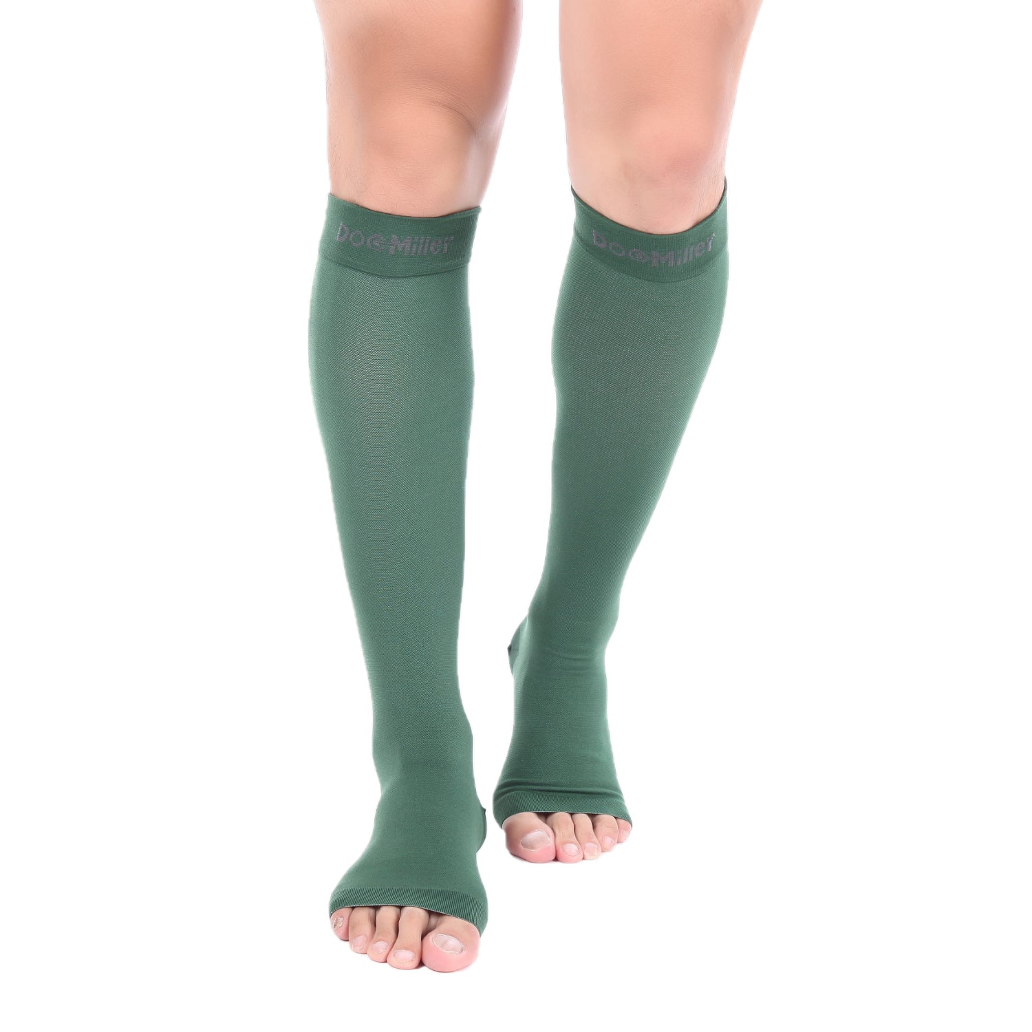 Open Toe Compression Socks 20 30 Mmhg Dark Green By Doc Miller 3817