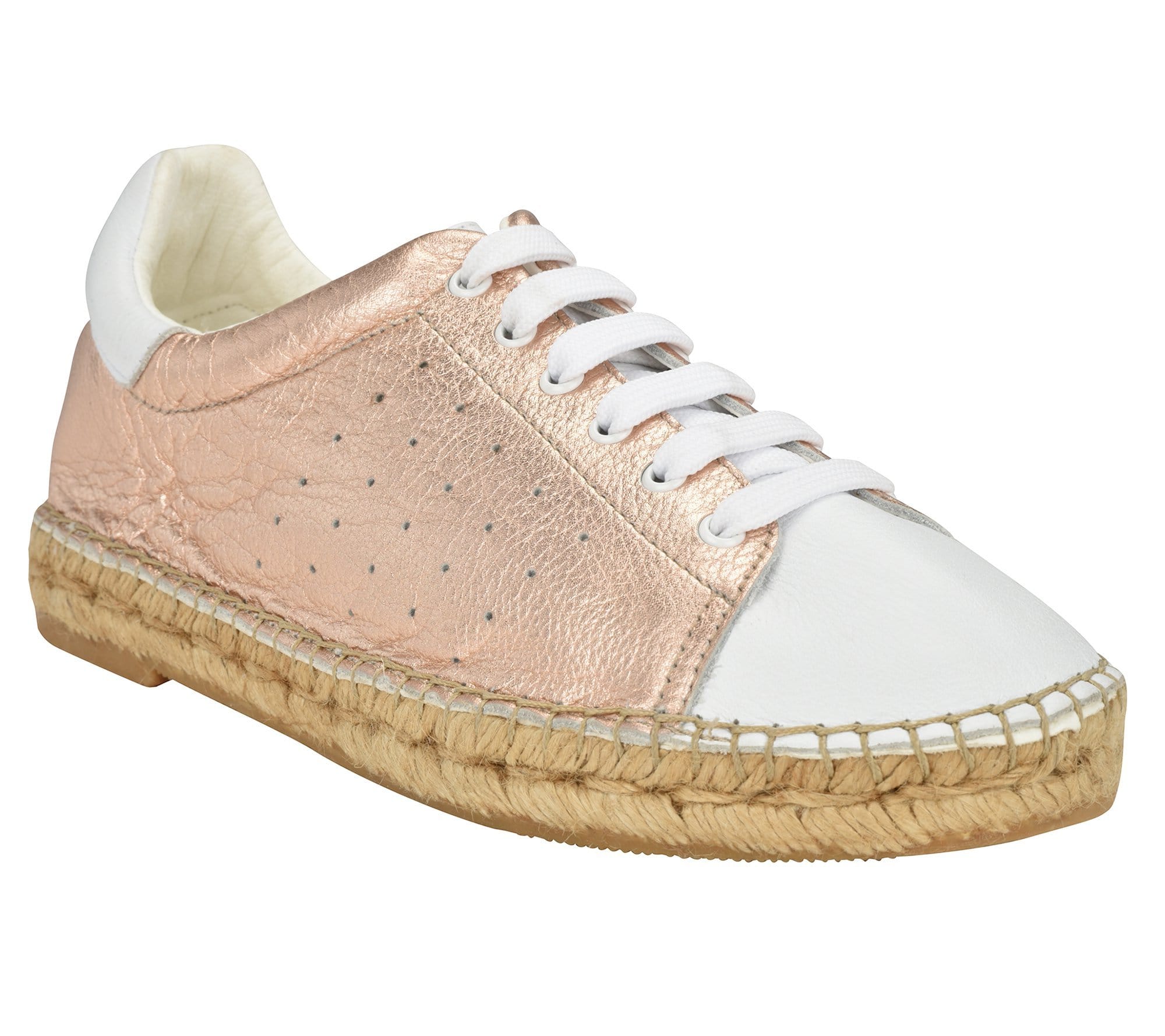white sneakers rose gold