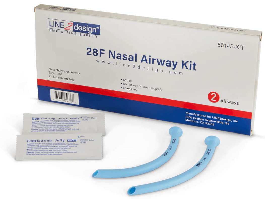 LINE2design Nasopharyngeal (Nasal) Airway 28F Kit, 2 pcs NPA, Airway Management Kit