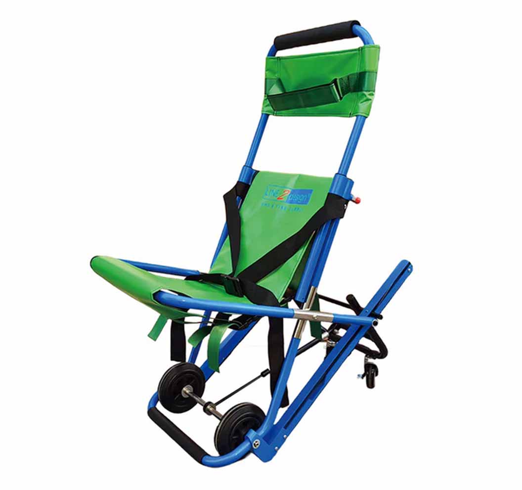 LINE2design EMS Stair Chair - Medical Emergency Patient Lift Transfer - Single Operator - Evacuation Medical 4 Wheels Stair Chair