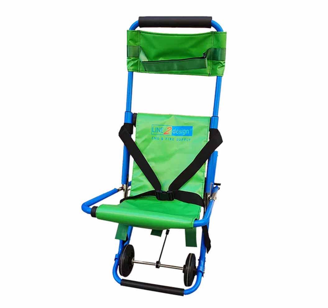 LINE2design EMS Stair Chair - Medical Emergency Patient Lift Transfer - Single Operator - Evacuation Medical 4 Wheels Stair Chair