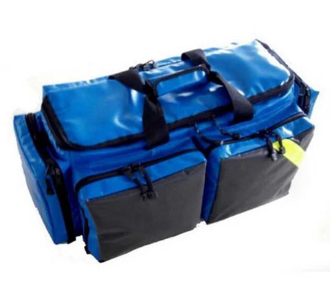 LINE2design First Aid Deluxe EMS Oxygen Medical Bag, All Impervious Fully Padded with Shoulder Straps & Yellow Trim - Royal Blue