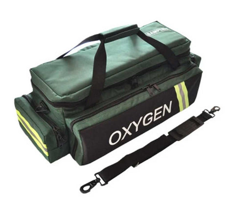 Oxygen Medical Airway Management Bag with Reflective Trim, Zippered Pockets & Shoulder Straps
