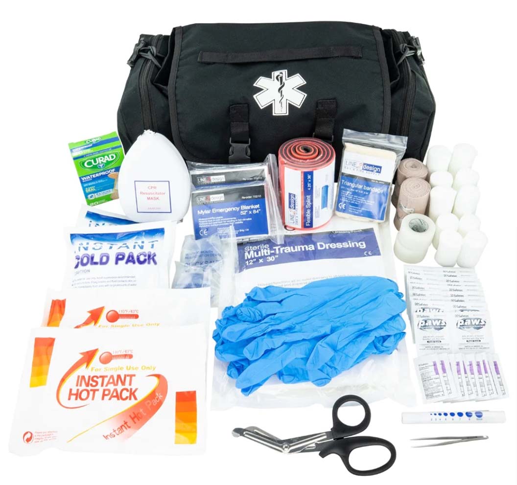 LINE2design Emergency First Aid Responder Kit Medical EMS Economic Fully Stocked Bag For All Emergencies