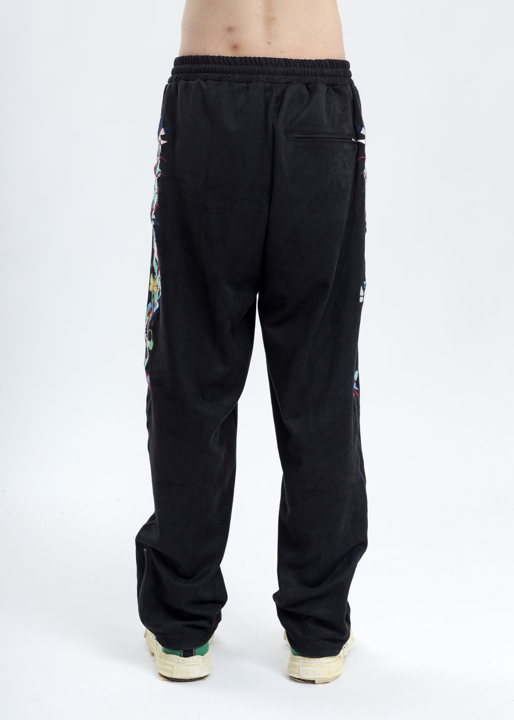 017 Shop | Doublet Black Chaos Embroidery Suede Track Pants